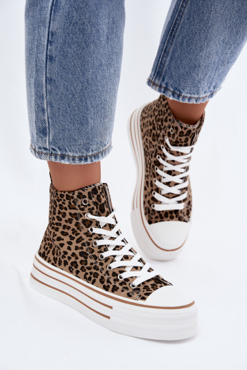 Casual schoenen met enkels en luipaardprint Inildrose