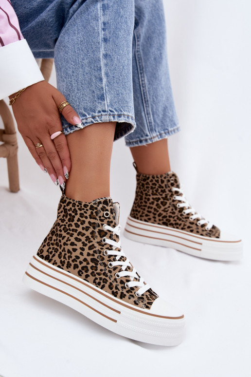 Casual schoenen met enkels en luipaardprint Inildrose