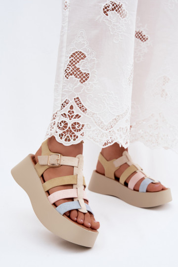 Sandalen met platform en faux suede banden in verschillende kleuren Glimelle 2
