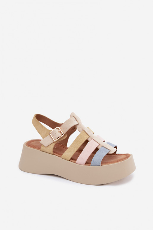Sandalen met platform en faux suede banden in verschillende kleuren Glimelle