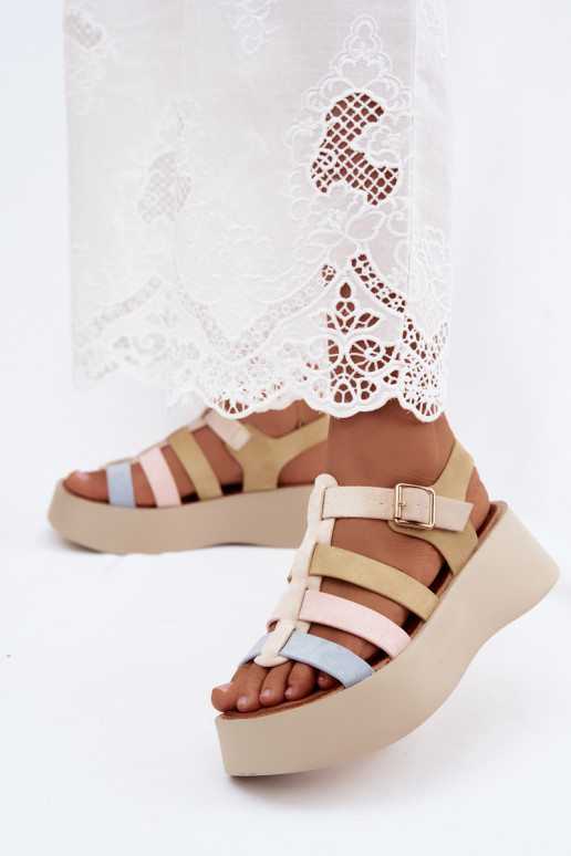 Sandalen met platform en faux suede banden in verschillende kleuren Glimelle
