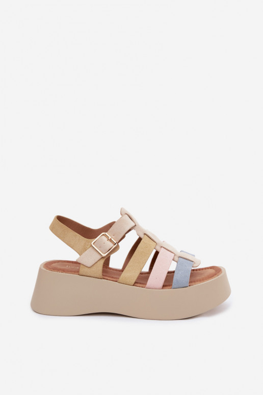 Sandalen met platform en faux suede banden in verschillende kleuren Glimelle