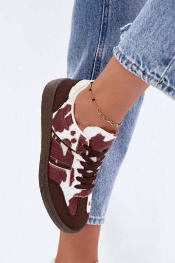 Sneakers met patches in bruin Corelle