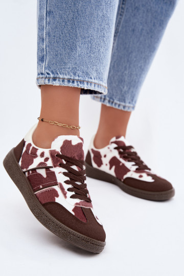 Sneakers met patches in bruin Corelle 2
