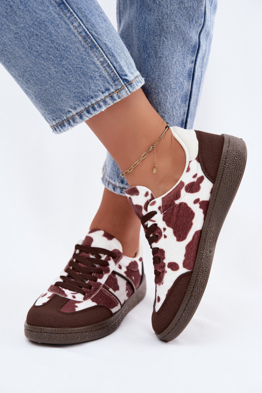 Sneakers met patches in bruin Corelle