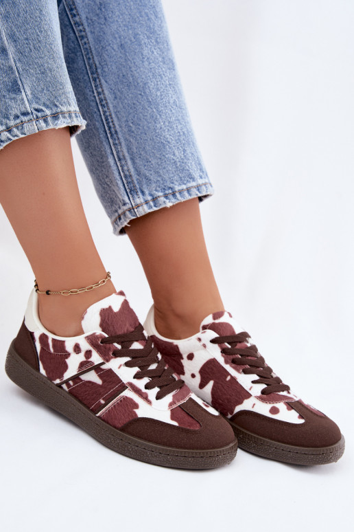 Sneakers met patches in bruin Corelle