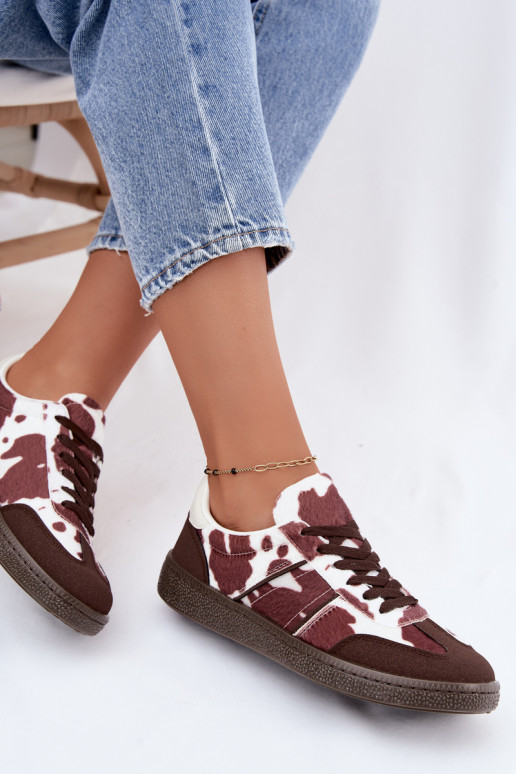 Sneakers met patches in bruin Corelle