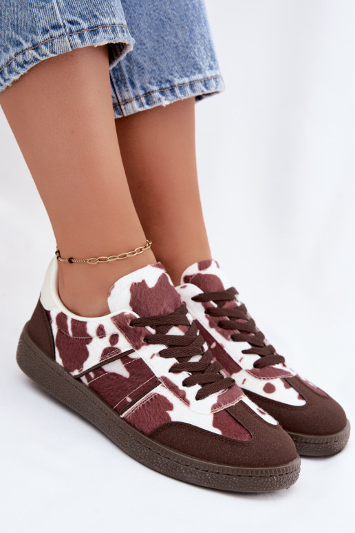 Sneakers met patches in bruin Corelle
