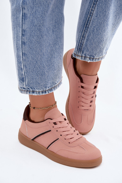 Sneakers van faux leather in roze Corelle
