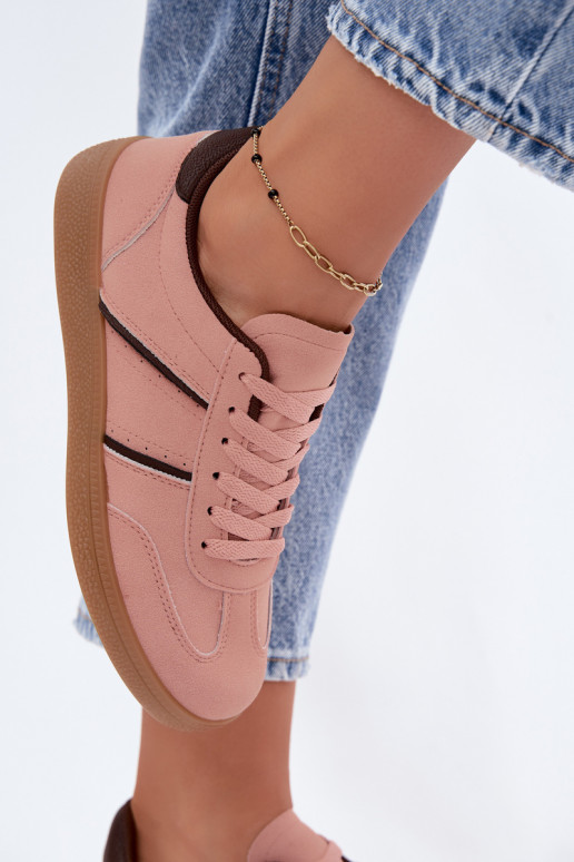 Sneakers van faux leather in roze Corelle