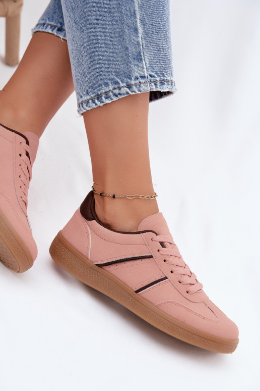 Sneakers van faux leather in roze Corelle