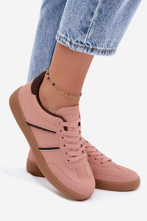 Sneakers van faux leather in roze Corelle