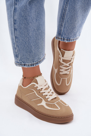 Dames lage sneakers in zandkleur Brenelle
