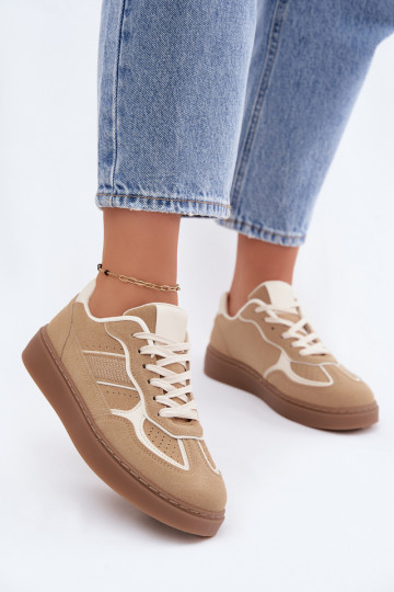 Dames lage sneakers in zandkleur Brenelle 2
