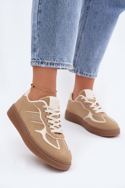 Dames lage sneakers in zandkleur Brenelle