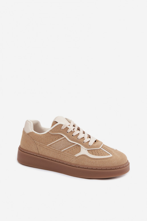 Dames lage sneakers in zandkleur Brenelle