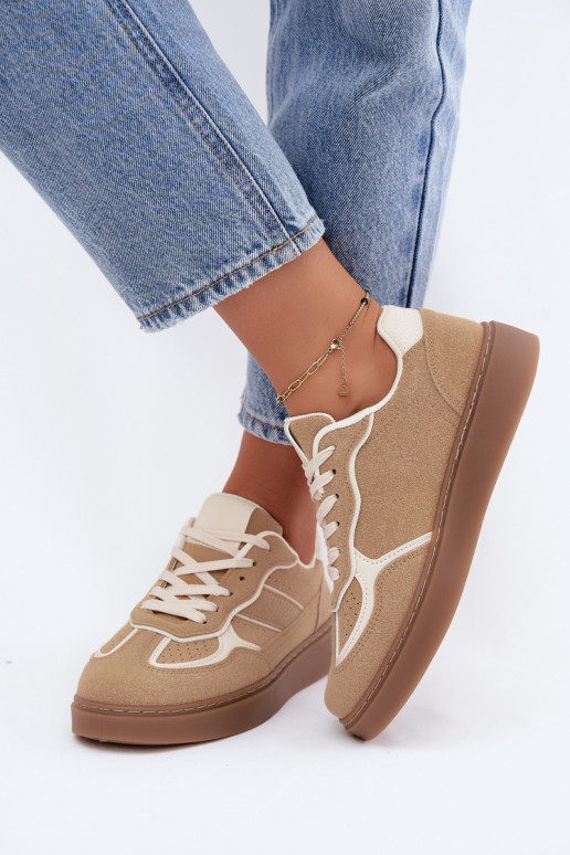 Dames lage sneakers in zandkleur Brenelle
