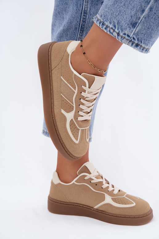 Dames lage sneakers in zandkleur Brenelle