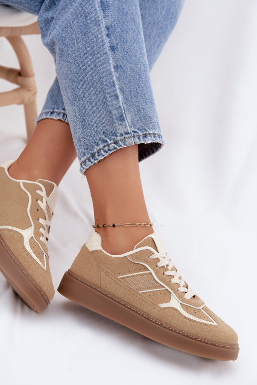 Dames lage sneakers in zandkleur Brenelle