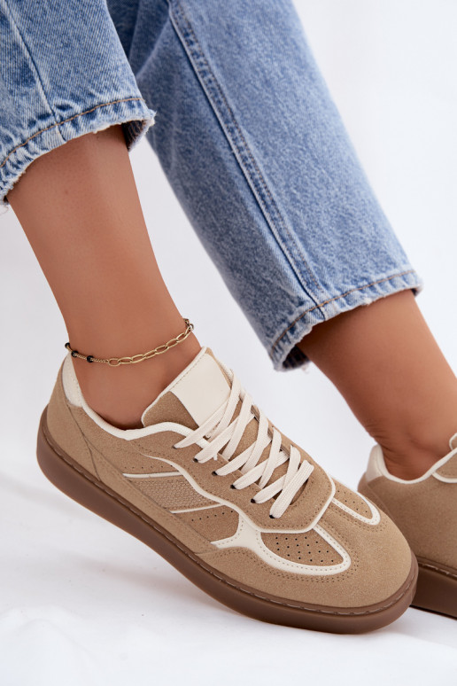 Dames lage sneakers in zandkleur Brenelle