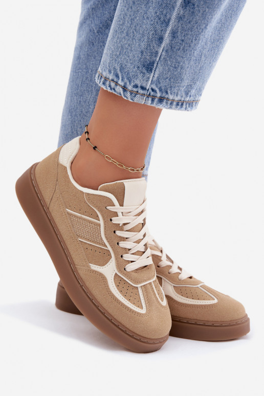 Dames lage sneakers in zandkleur Brenelle