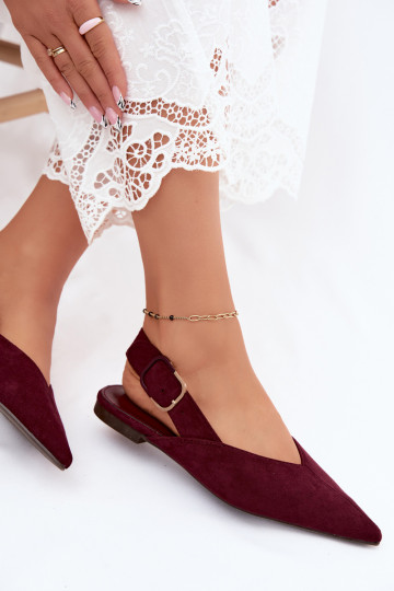 Dames ballerina's met gespen in bordeaux kleur Tanelia