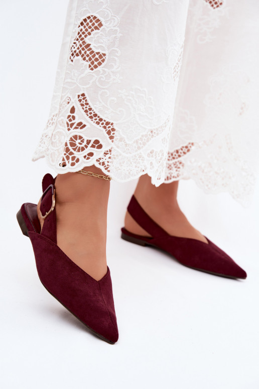 Dames ballerina's met gespen in bordeaux kleur Tanelia