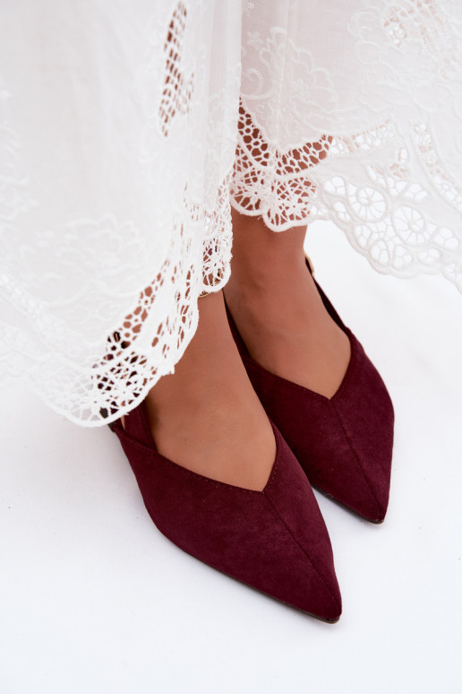 Dames ballerina's met gespen in bordeaux kleur Tanelia