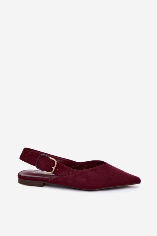 Dames ballerina's met gespen in bordeaux kleur Tanelia