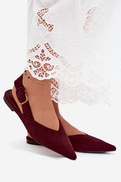 Dames ballerina's met gespen in bordeaux kleur Tanelia