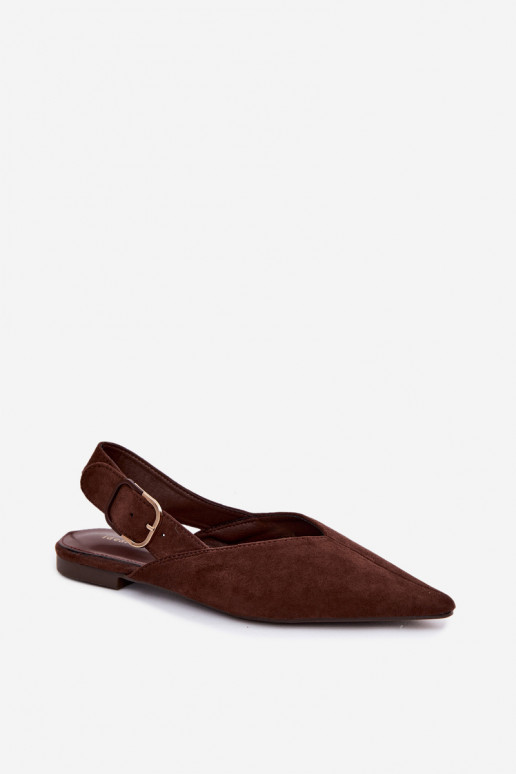 Dames ballerina's met gespen in donkerbruin kleur Tanelia