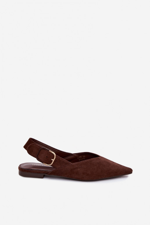 Dames ballerina's met gespen in donkerbruin kleur Tanelia