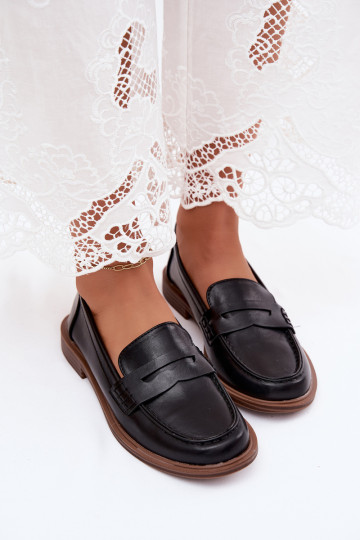 Dames instappers in zwarte kleur faux leather Roslyn