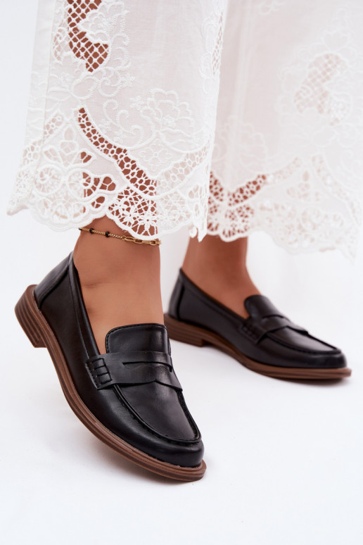 Dames instappers in zwarte kleur faux leather Roslyn
