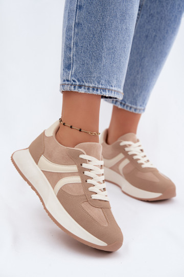 Dames sneakers met platform in zandkleur Laurelia