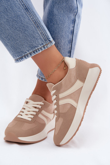 Dames sneakers met platform in zandkleur Laurelia 2