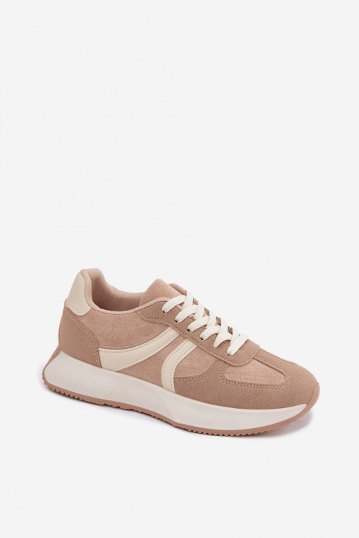 Dames sneakers met platform in zandkleur Laurelia