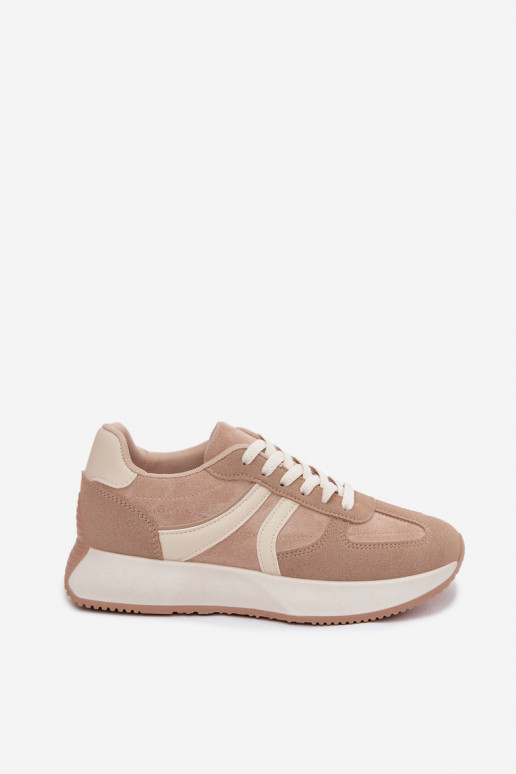 Dames sneakers met platform in zandkleur Laurelia