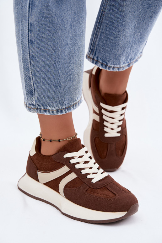 Dames sneakers met platform in bruine kleur Laurelia