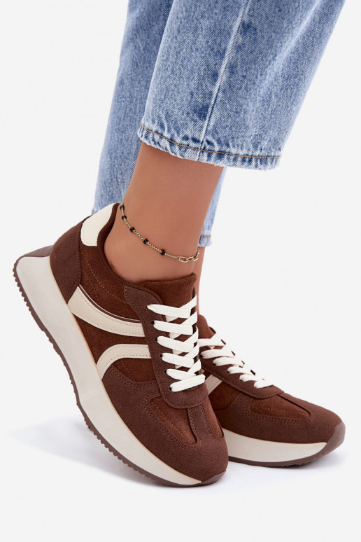 Dames sneakers met platform in bruine kleur Laurelia