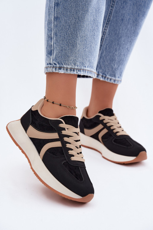 Dames sneakers met platform in zwarte kleur Laurelia