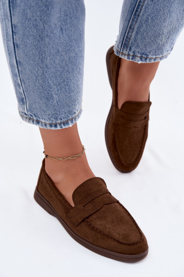 Dames mocassins van faux suede CzekoladoĮe Renelia