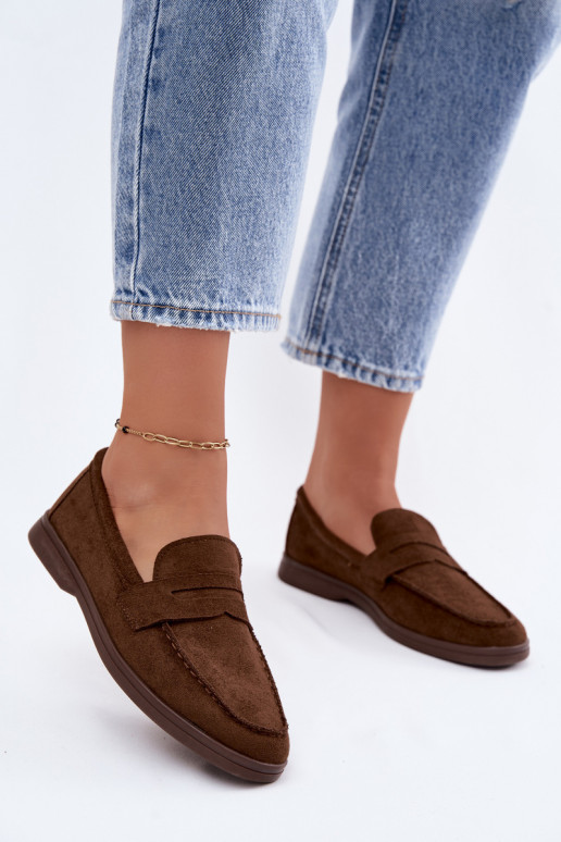 Dames mocassins van faux suede CzekoladoĮe Renelia