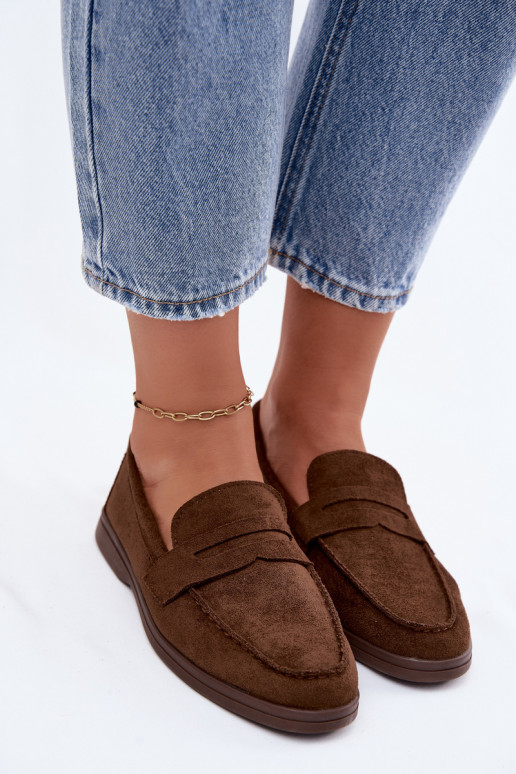 Dames mocassins van faux suede CzekoladoĮe Renelia