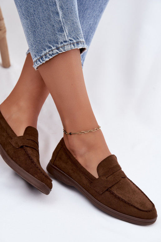 Dames mocassins van faux suede CzekoladoĮe Renelia
