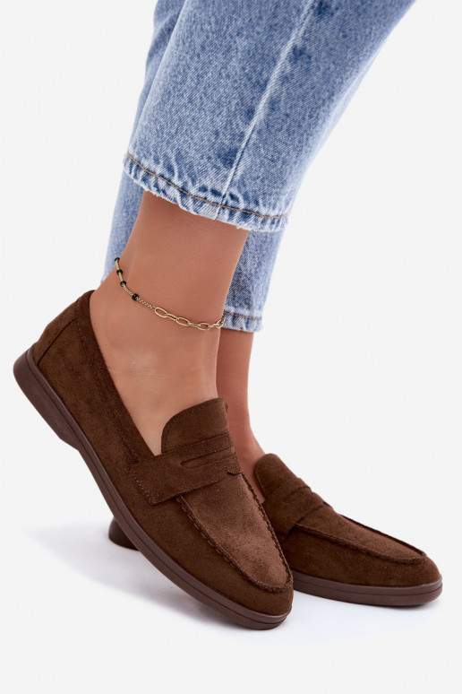 Dames mocassins van faux suede CzekoladoĮe Renelia