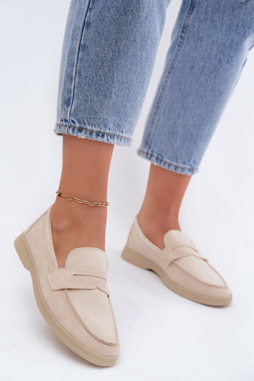 Dames mocassins van faux suede beige Renelia