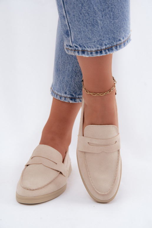 Dames mocassins van faux suede beige Renelia
