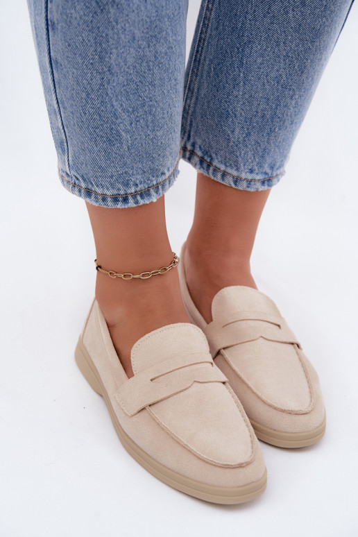 Dames mocassins van faux suede beige Renelia