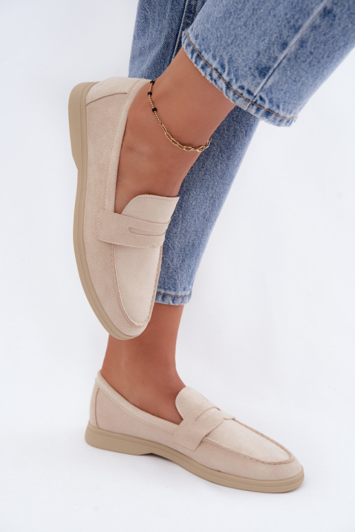 Dames mocassins van faux suede beige Renelia